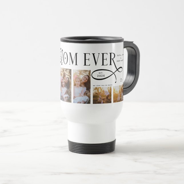Caneca Térmica Best Mom Ever 5 Photos Heart Mothers Day Gifts (Frente Esquerda)
