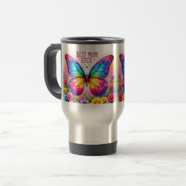 Caneca Térmica Best Mom Ever Butterfly Floral Mug