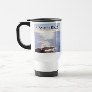 Caneca Térmica Bíblia Verso das Bênçãos do Oceano Azul Espumante