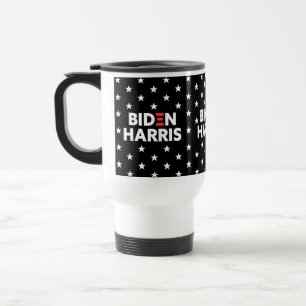 Caneca Térmica Biden / Harris Blue Stars Padrão Preto e Branco