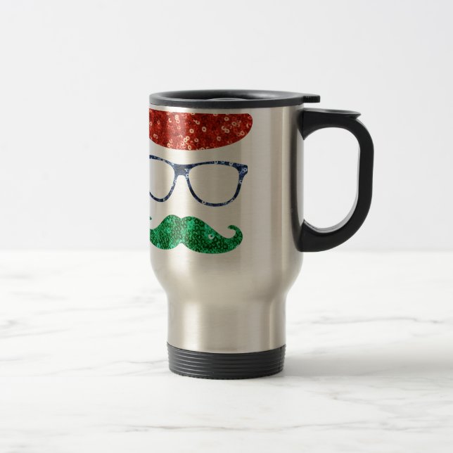 Caneca Térmica bigode de hipster de natal (Direita)