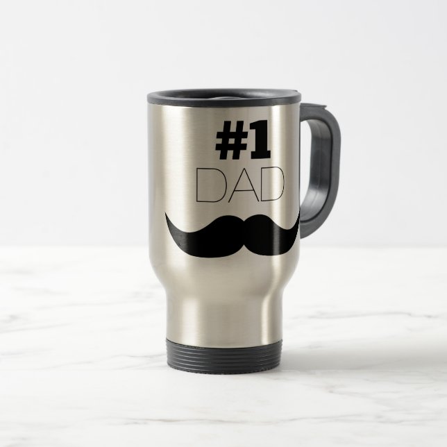 Caneca Térmica Bigode do preto do pai #1 - número um (Frente Esquerda)