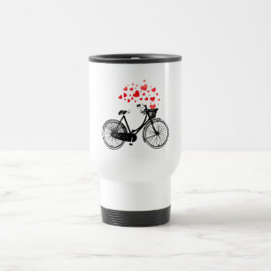 Caneca Térmica Bike Inspiracional com Corações de Amor Vintage