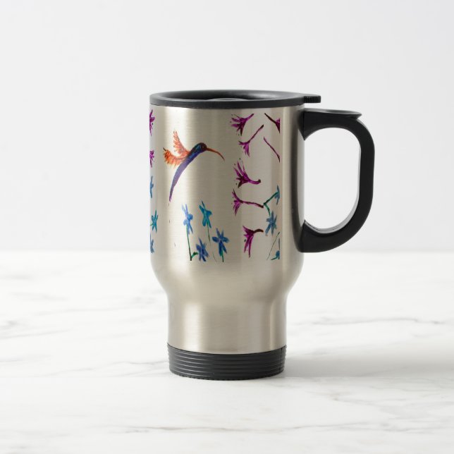 Caneca Térmica Bird Art Hummingbird Floral (Direita)