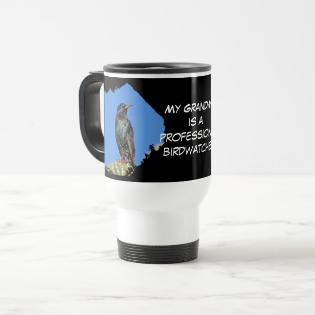 Caneca Térmica Birdwatcher profissional de amamentação preta (Frente Esquerda)