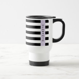 Caneca Térmica Black and White Stripes, Stripes, Linhas, Seu Nome