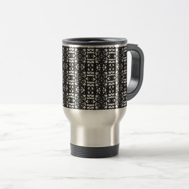 Caneca Térmica Black & White Unique Abstract Pattern (Frente Esquerda)