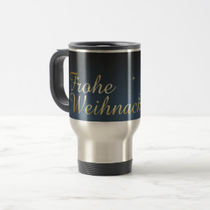 Caneca Térmica Blaues Weihnachtsmočimit goldenem Weihnachtsbaum