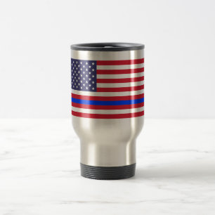 Caneca Térmica "BLUE LINE FINO na BANDEIRA "