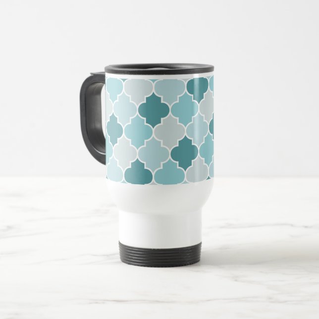 Caneca Térmica Blue Marroquino Trellis, Laticework, Quatrefoil (Frente Esquerda)