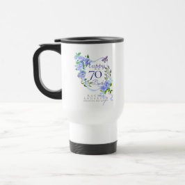 Caneca Térmica Blue Rose Ribbon 70th Birthday