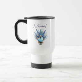 Caneca Térmica Blue Wildflower  – Floral Custom Name Gift