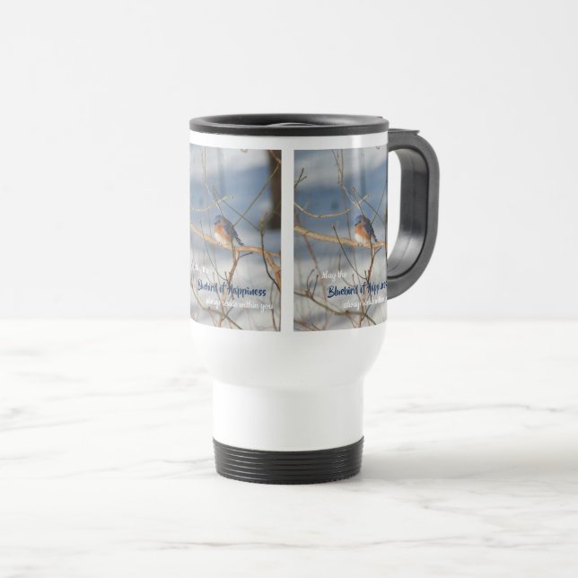 Caneca Térmica Bluebird De Felicidade Inspiracional (Frente Esquerda)
