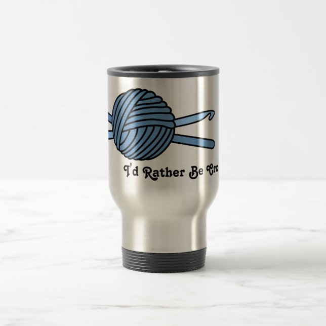 Caneca Térmica Bola azul dos ganchos do fio & de Crochet (Centro)
