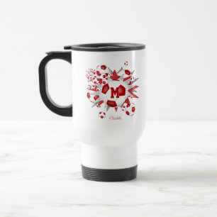 Caneca Térmica bola de futebol das meninas soprada em vermelho