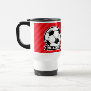 Caneca Térmica Bola de futebol em tiras diagonais vermelhas