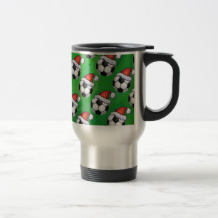 Caneca Térmica Bola de Futebol Santa Hat em Verde