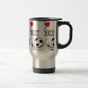 Caneca Térmica Bola de futebol vermelha do coração do amor