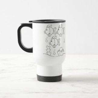 Caneca Térmica Bolha Flutuante Peixe Impressão Desenhada à Mão