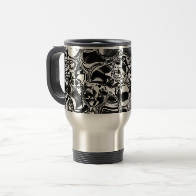 Caneca Térmica Bolhas de prata com tom de vidro ou metal (Frente Esquerda)