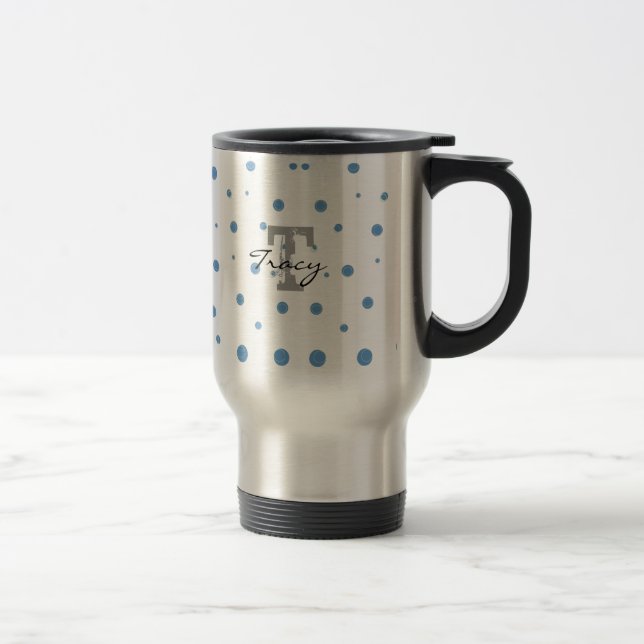Caneca Térmica Bolinhas Azul e Verde Personalizadas (Direita)