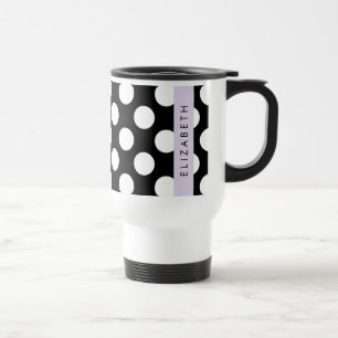 Caneca Térmica Bolinhas Pretas e Brancas, Pontas, Seu Nome