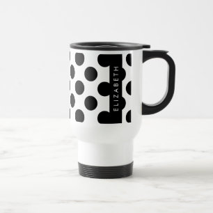Caneca Térmica Bolinhas Pretas e Brancas, Pontas, Seu Nome