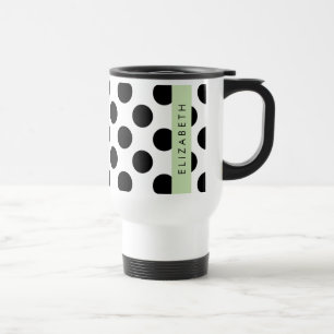 Caneca Térmica Bolinhas Pretas e Brancas, Pontas, Seu Nome