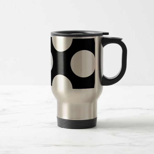 Caneca Térmica Bolinhas (preto e branco) Qualquer tamanho persona (Direita)