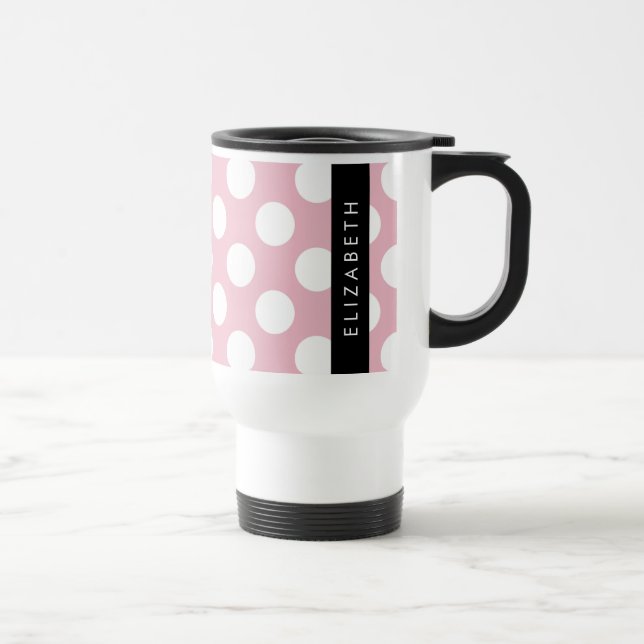 Caneca Térmica Bolinhas Rosa, Padrão de Bolinhas, Seu Nome (Direita)