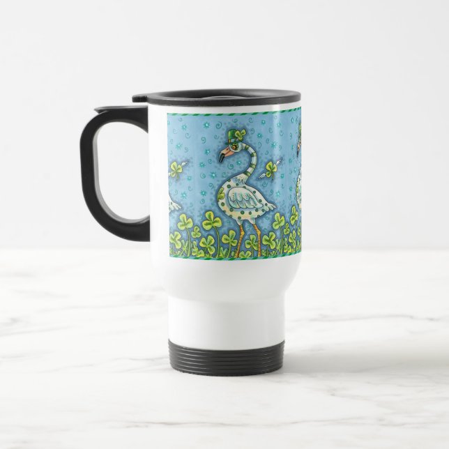 Caneca Térmica Bolinhas VERDE FLAMINGO, RUA ENGRAÇADA. DIA DE PAT (Esquerda)