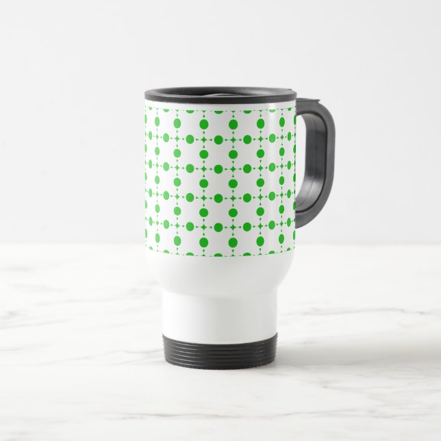 Caneca Térmica Bolinhas verdes, padrão de Bolinhas, pontos, ponto (Frente Esquerda)