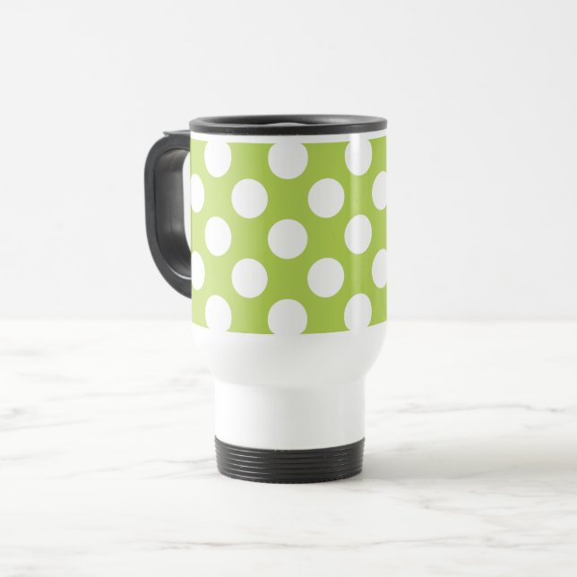 Caneca Térmica Bolinhas verdes, padrão de Bolinhas, pontos, ponto (Frente Esquerda)