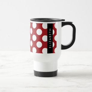 Caneca Térmica Bolinhas Vermelhas, Padrão de Bolinhas, Seu Nome