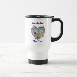 Caneca Térmica Bolsos de Jeans Corações Flores Borboletas