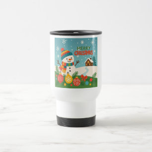 Caneca Térmica Boneco de neve fofo e clássico de Feliz Natal