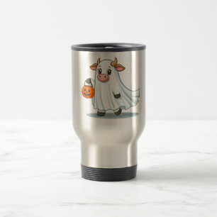 Caneca Térmica Bonita, branca, vaca fantasma