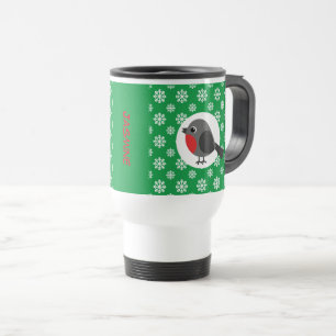 Caneca Térmica Bons desenhos animados Robin com flocos de neve   