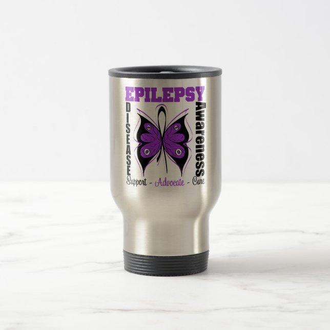Caneca Térmica Borboleta da consciência da epilepsia (Centro)