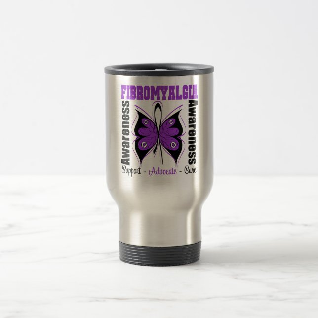 Caneca Térmica Borboleta da consciência da fibromialgia (Centro)