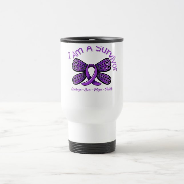 Caneca Térmica Borboleta da violência doméstica eu sou um (Centro)