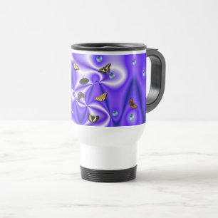 Caneca Térmica Borboleta e Pérolas na Seda roxa