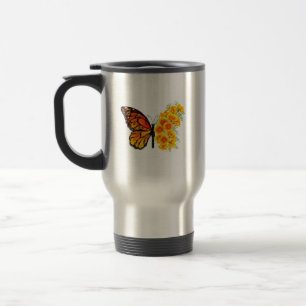 Caneca Térmica Borboleta Flor com Papagaio Amarelo da Califórnia