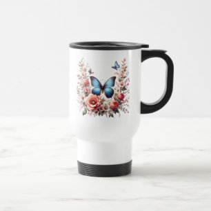 Caneca Térmica Borboleta Floral de Feliz Aniversário Personalizad