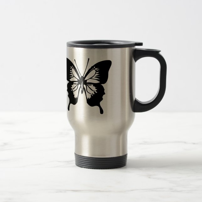 Caneca Térmica Borboleta Preta (Direita)