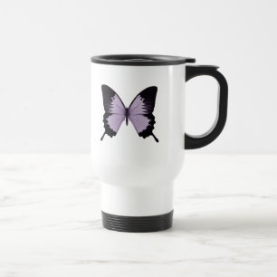 Caneca Térmica Borboleta Roxa Grande e Preta