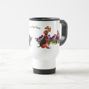 Caneca Térmica Borboletas de Beagle Pansies Cute Personalizado