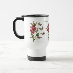 Caneca Térmica Borboletas E Flor De Ervilha Doce