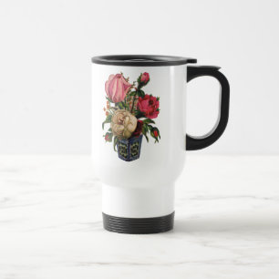 Caneca Térmica bouquet de rosas florais vitorianas rosas