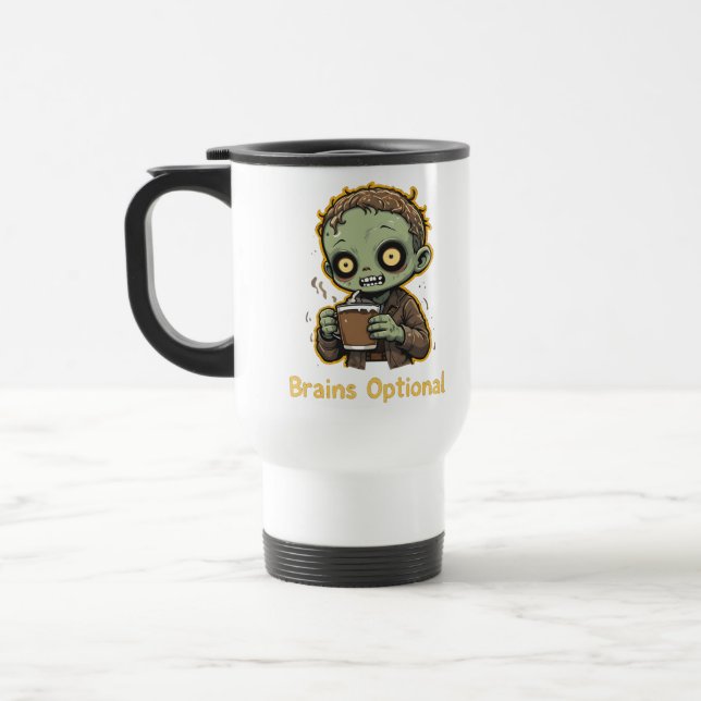 Caneca Térmica Brains Optional Zombie Coffee Funny Cute Undead  (Esquerda)